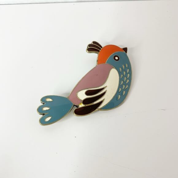 Vintage Bird Brooch Large Multi-colored Enamel Pin 3.5" - Picture 3 of 7